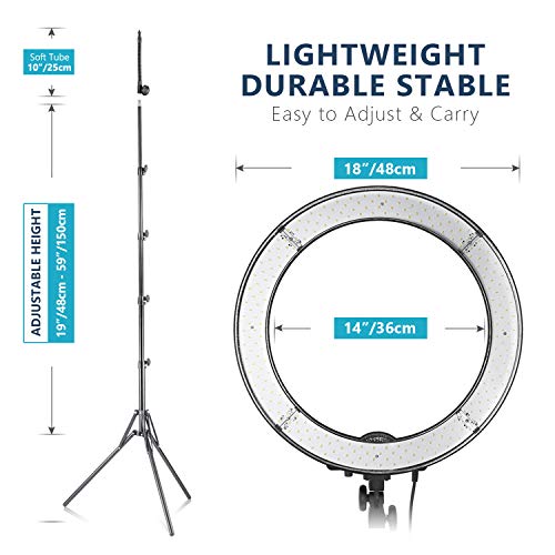 Neewer Ring Light Kit:18/48cm Outer 55W 5500K Dimmable LED Ring